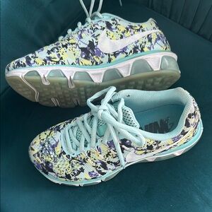 Nike Blue and Purple Artistic Sneakers